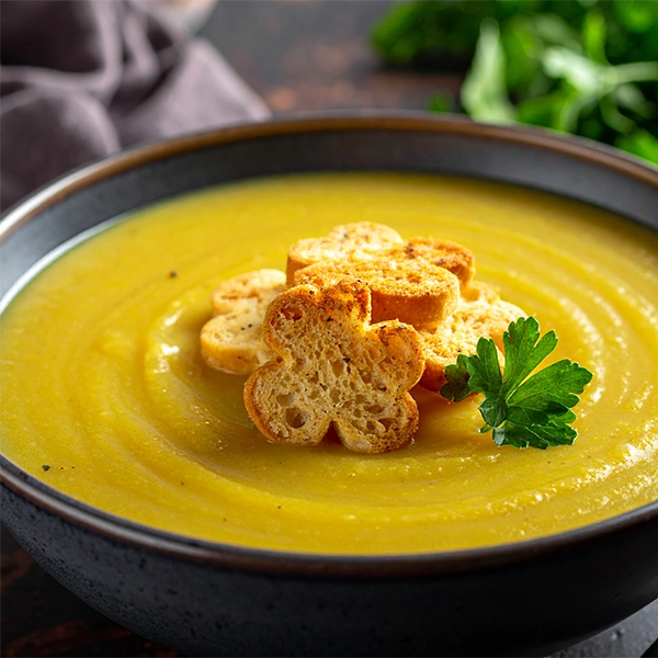 St Patrick’s Day Soup with Shamrock Shaped Cheese Croutons